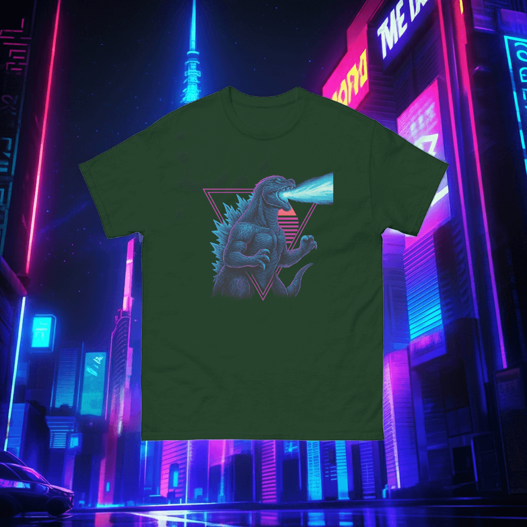 Atomic Lizard Neon T-Shirt Obtuse Mongoose Retro Godzilla