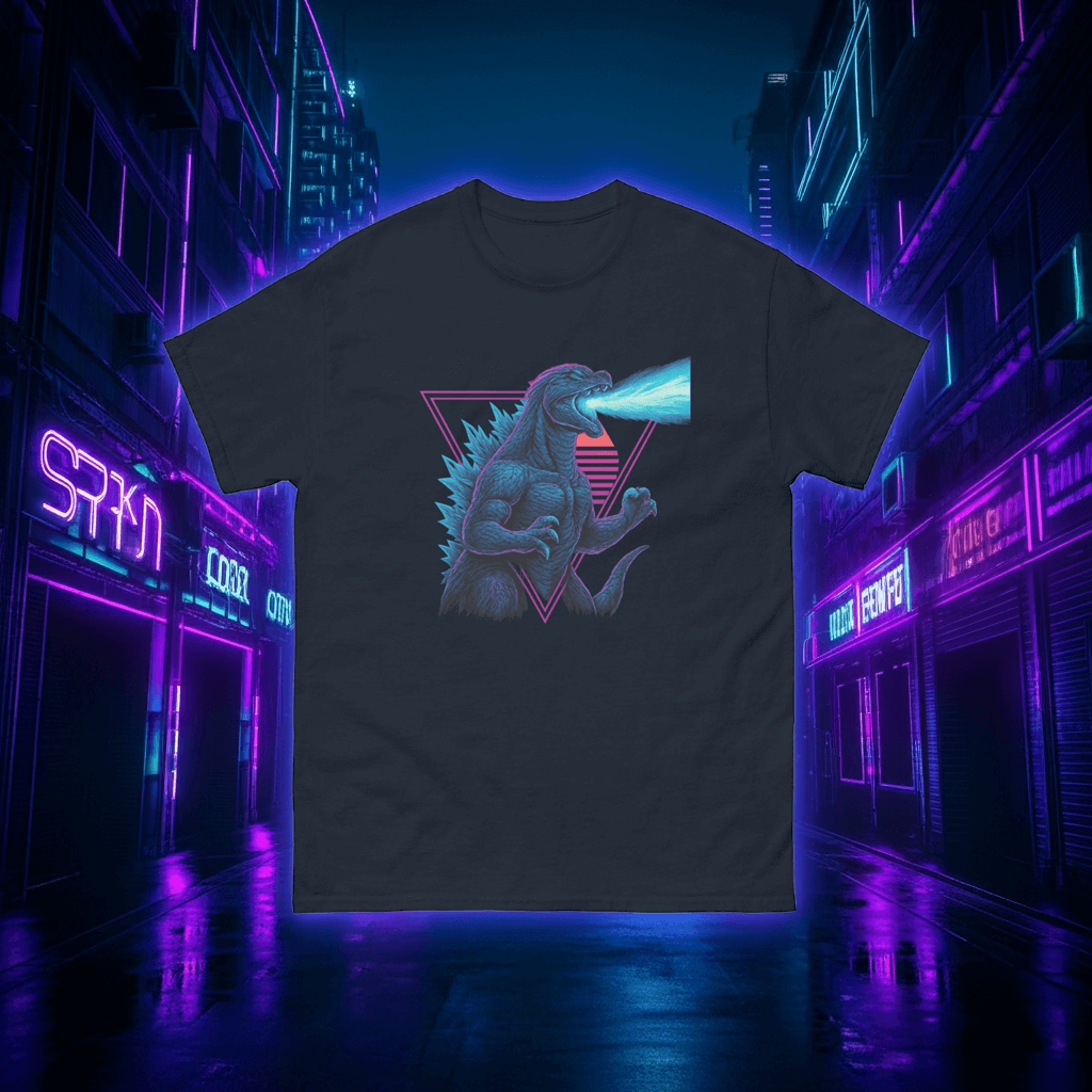 Atomic Lizard Neon T-Shirt Obtuse Mongoose Retro Godzilla