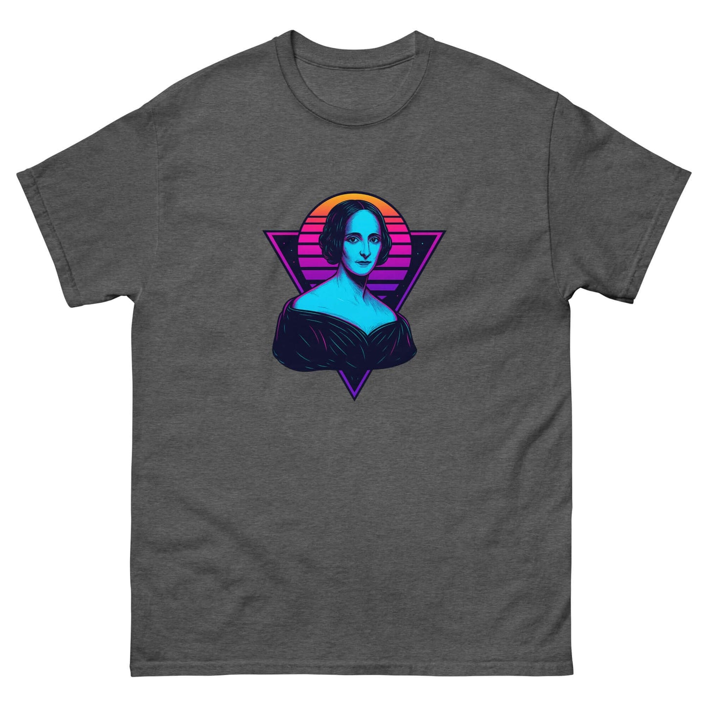 Mary Shelley Neon Portrait T-Shirt – Retro Gothic Author Art