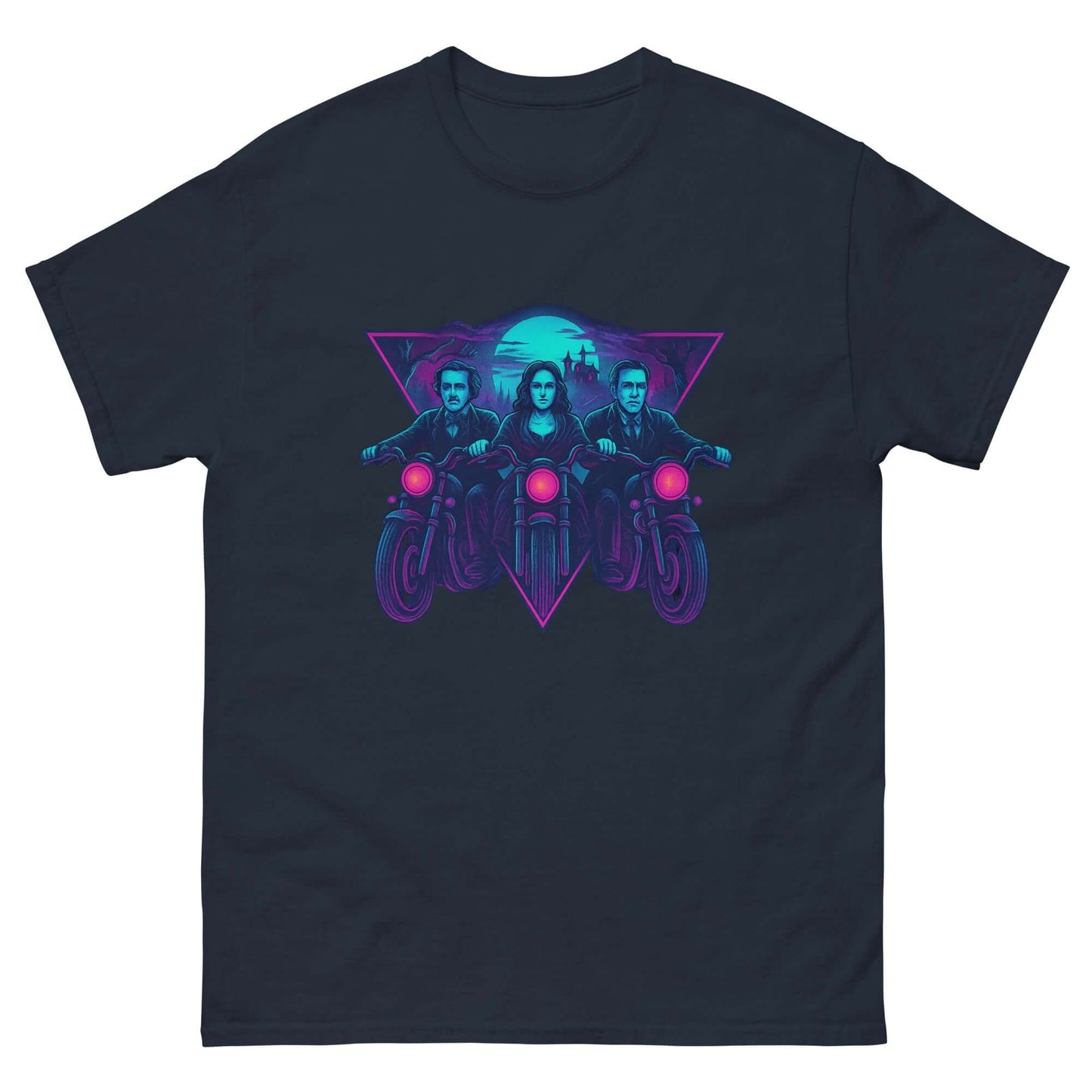 Midnight Riders T-Shirt: Poe, Shelley & Lovecraft Neon Horror Tee