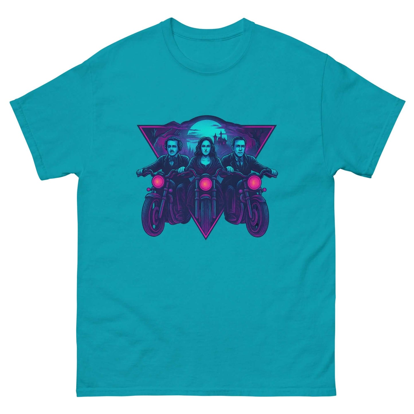 Midnight Riders T-Shirt: Poe, Shelley & Lovecraft Neon Horror Tee
