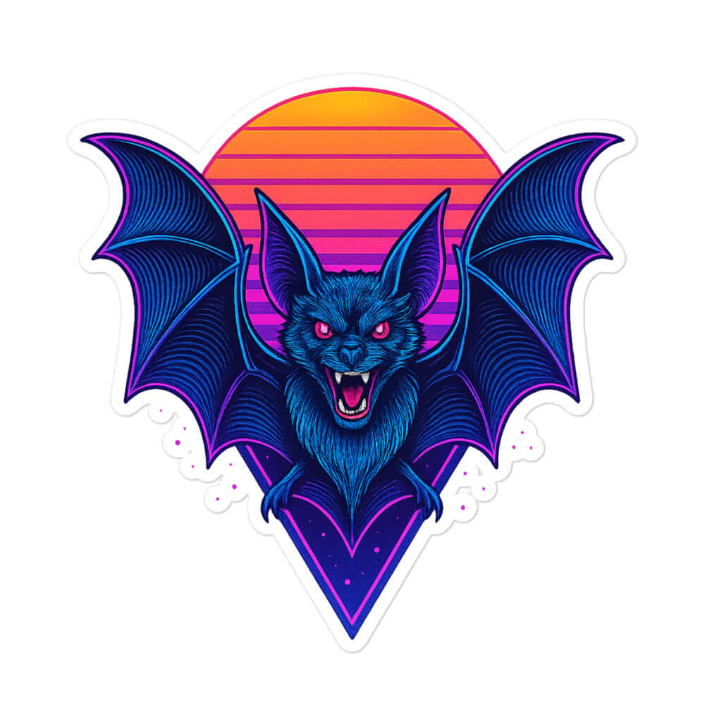 Neon Bat Sticker Synthwave Vampire Bat Vinyl Decal