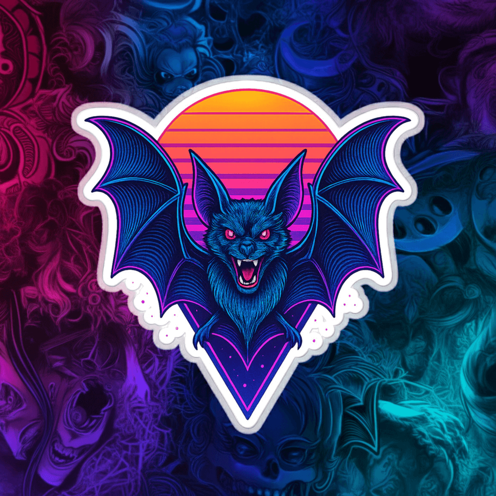 Neon Bat Sticker Synthwave Vampire Bat Vinyl Decal