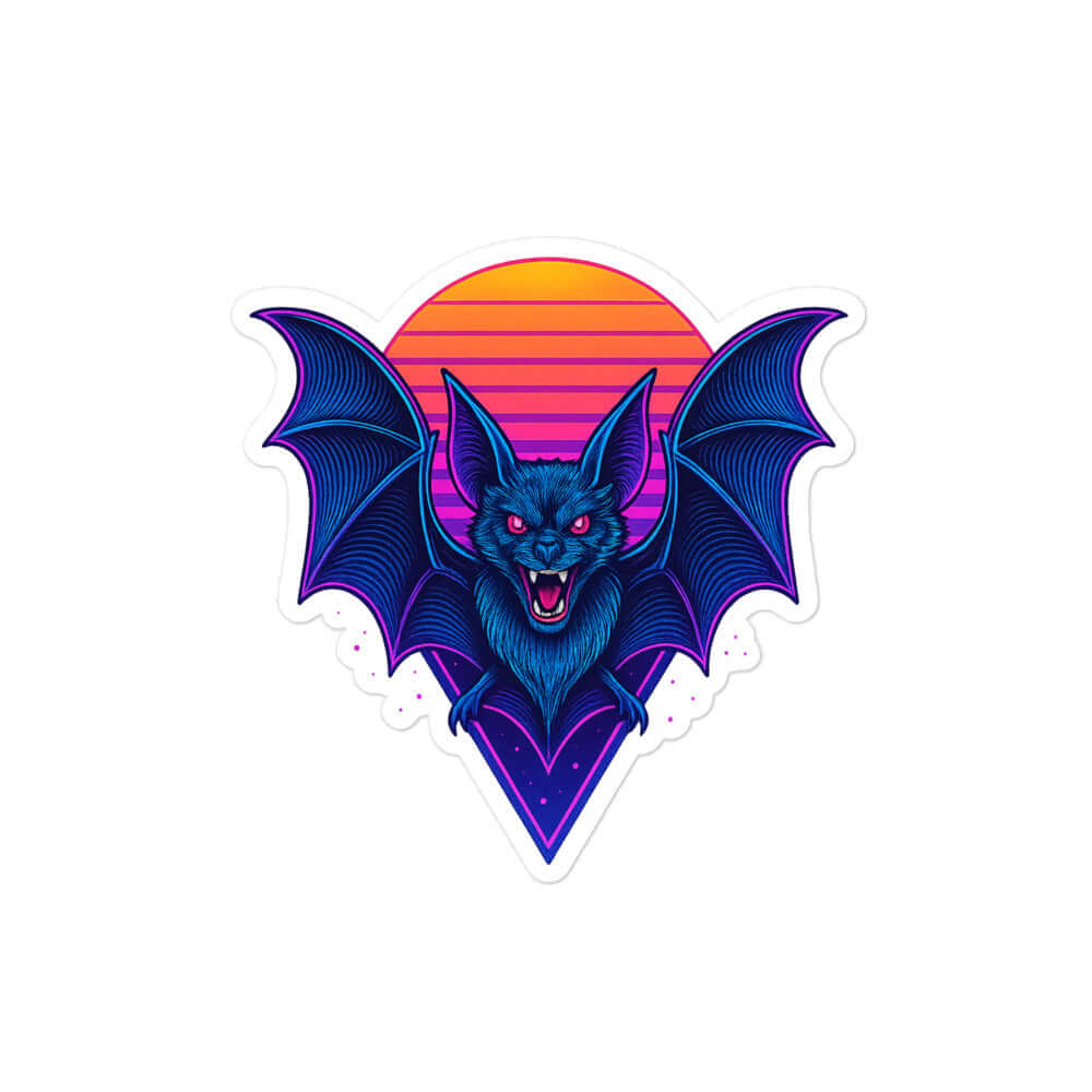 Neon Bat Sticker Synthwave Vampire Bat Vinyl Decal