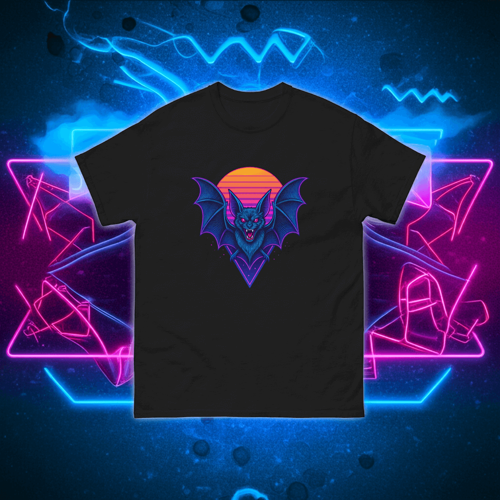Neon Bat T-Shirt Gothic Retrowave Vampire Aesthetic Tee