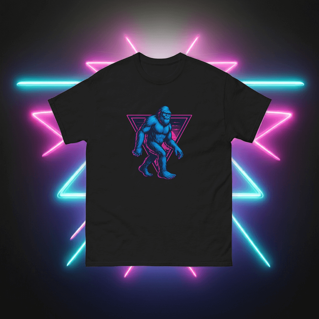 Neon Bigfoot T-Shirt – Retro Cryptid Streetwear