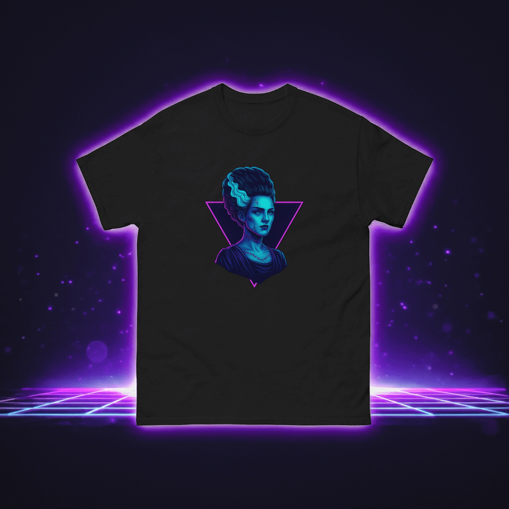 Neon Bride of Frankenstein T-Shirt – Retro Gothic Horror Tee