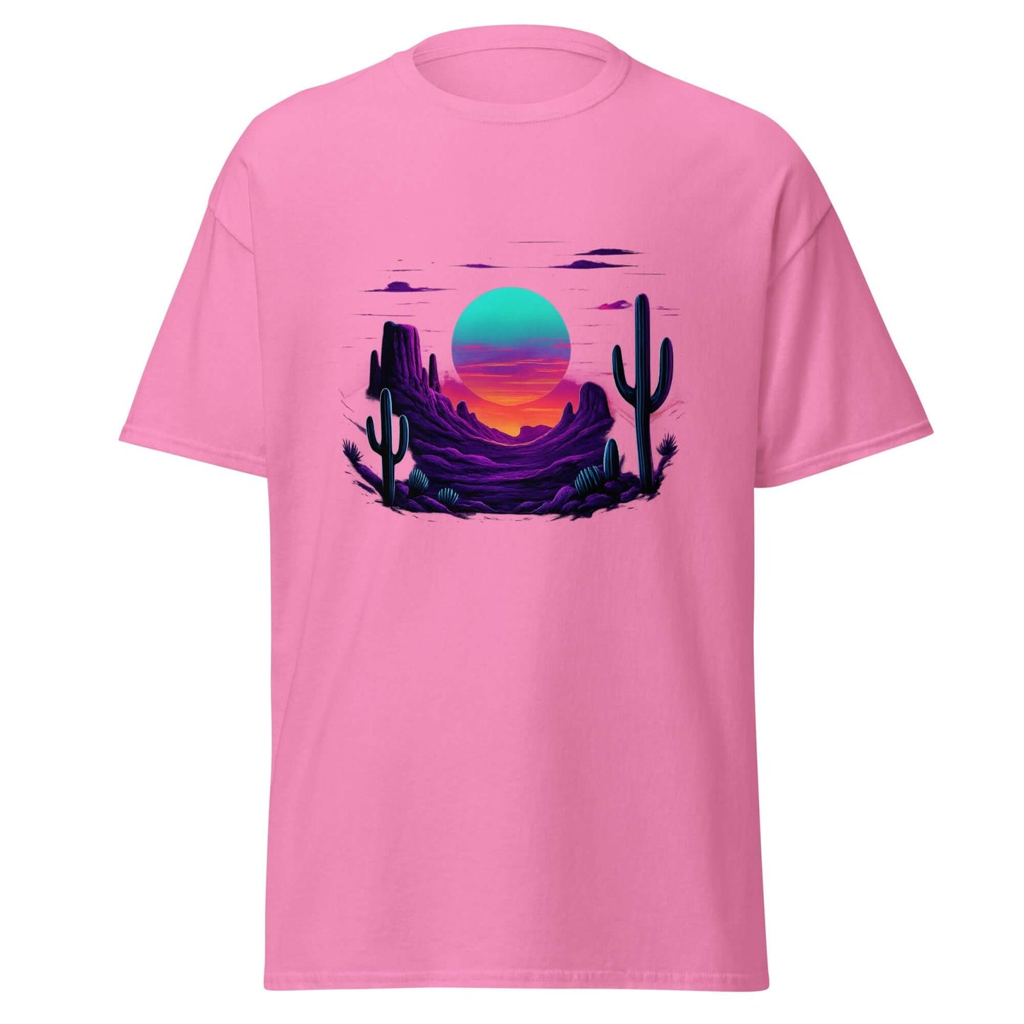 Neon Desert T-Shirt Retro Synthwave Sunset Cactus Tee