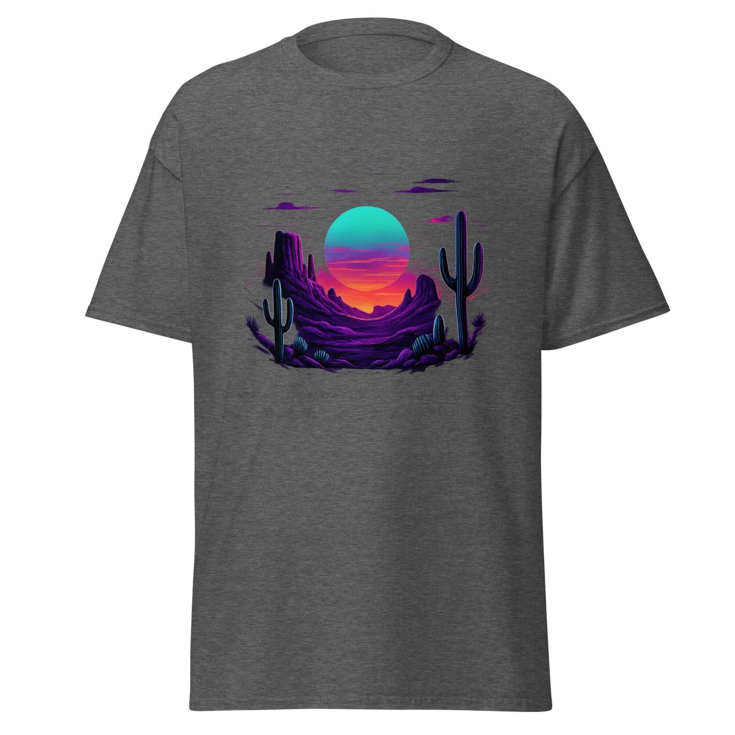 Neon Desert T-Shirt Retro Synthwave Sunset Cactus Tee