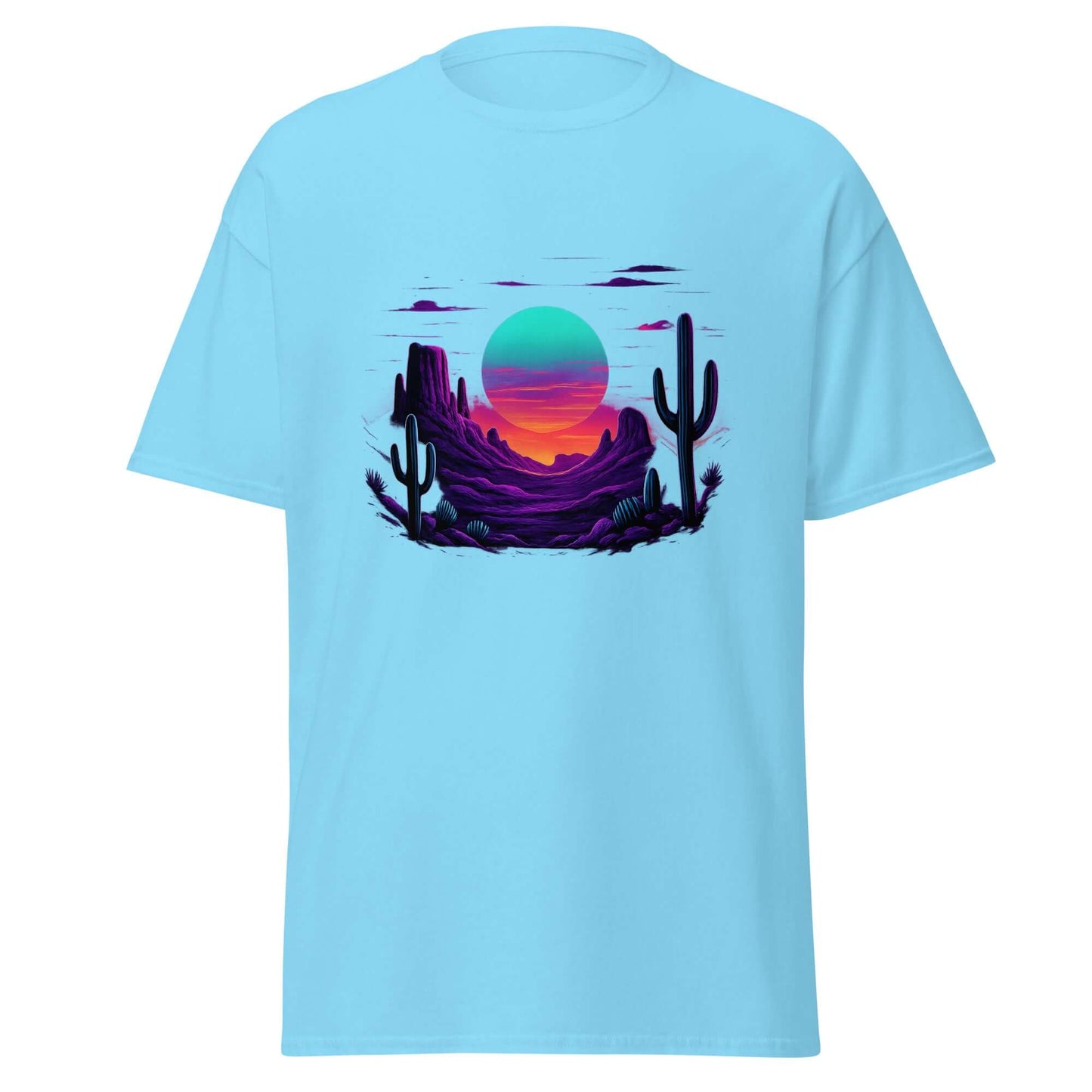 Neon Desert T-Shirt Retro Synthwave Sunset Cactus Tee