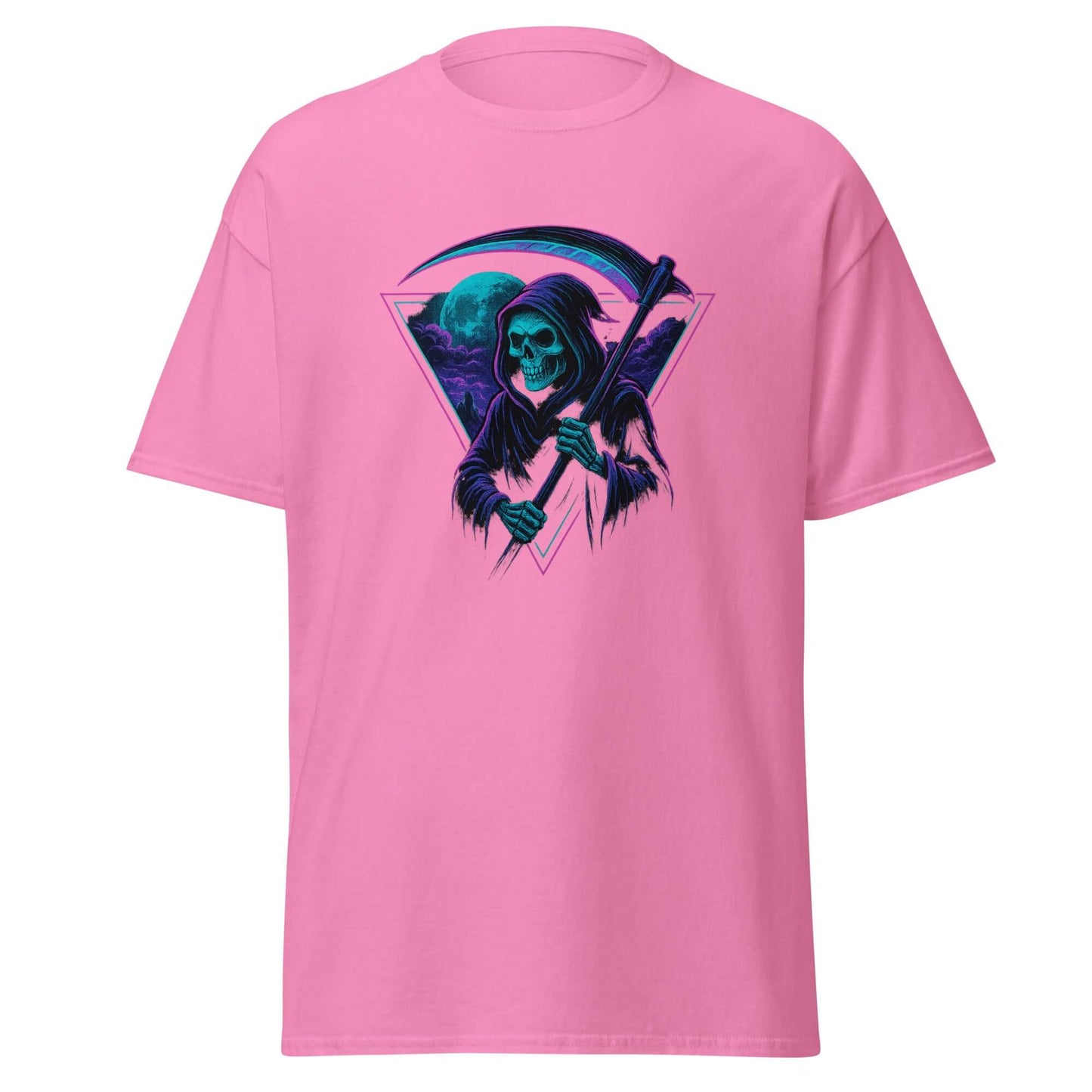 Neon Grim Reaper T-Shirt Retro Gothic Synthwave Tee