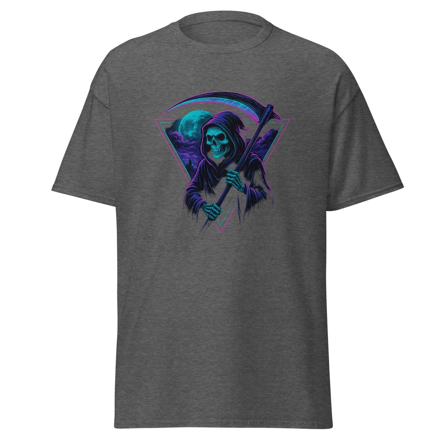 Neon Grim Reaper T-Shirt Retro Gothic Synthwave Tee