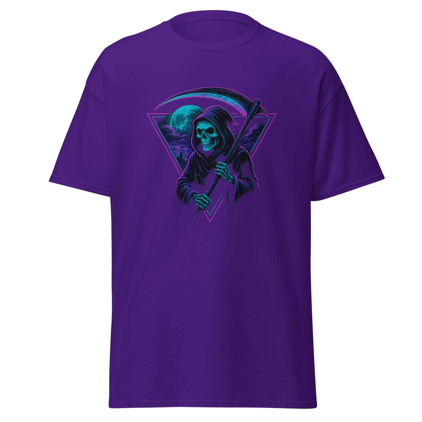 Neon Grim Reaper T-Shirt Retro Gothic Synthwave Tee