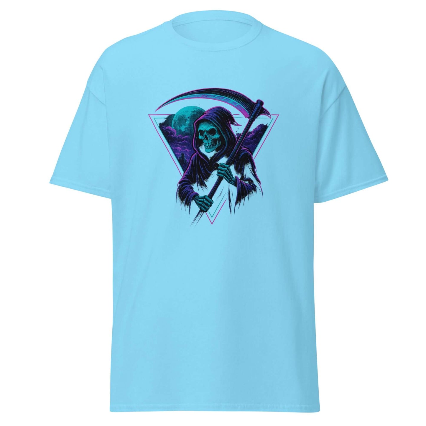 Neon Grim Reaper T-Shirt Retro Gothic Synthwave Tee