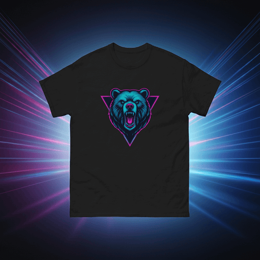 Neon Grizzly Bear T-Shirt – Retro Synthwave Tee