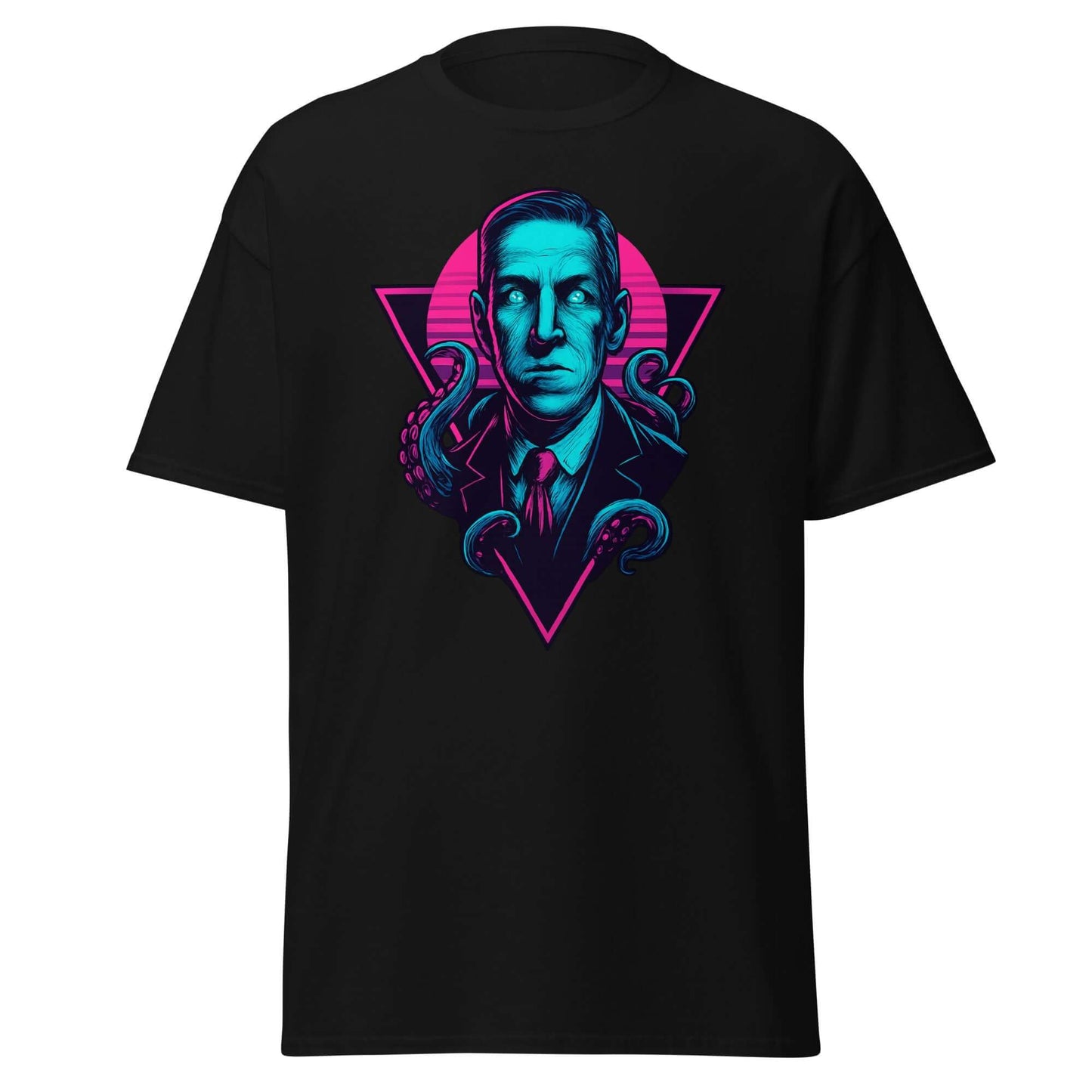 Neon H.P. Lovecraft T-shirt Obtuse Mongoose Retro Horror Tee