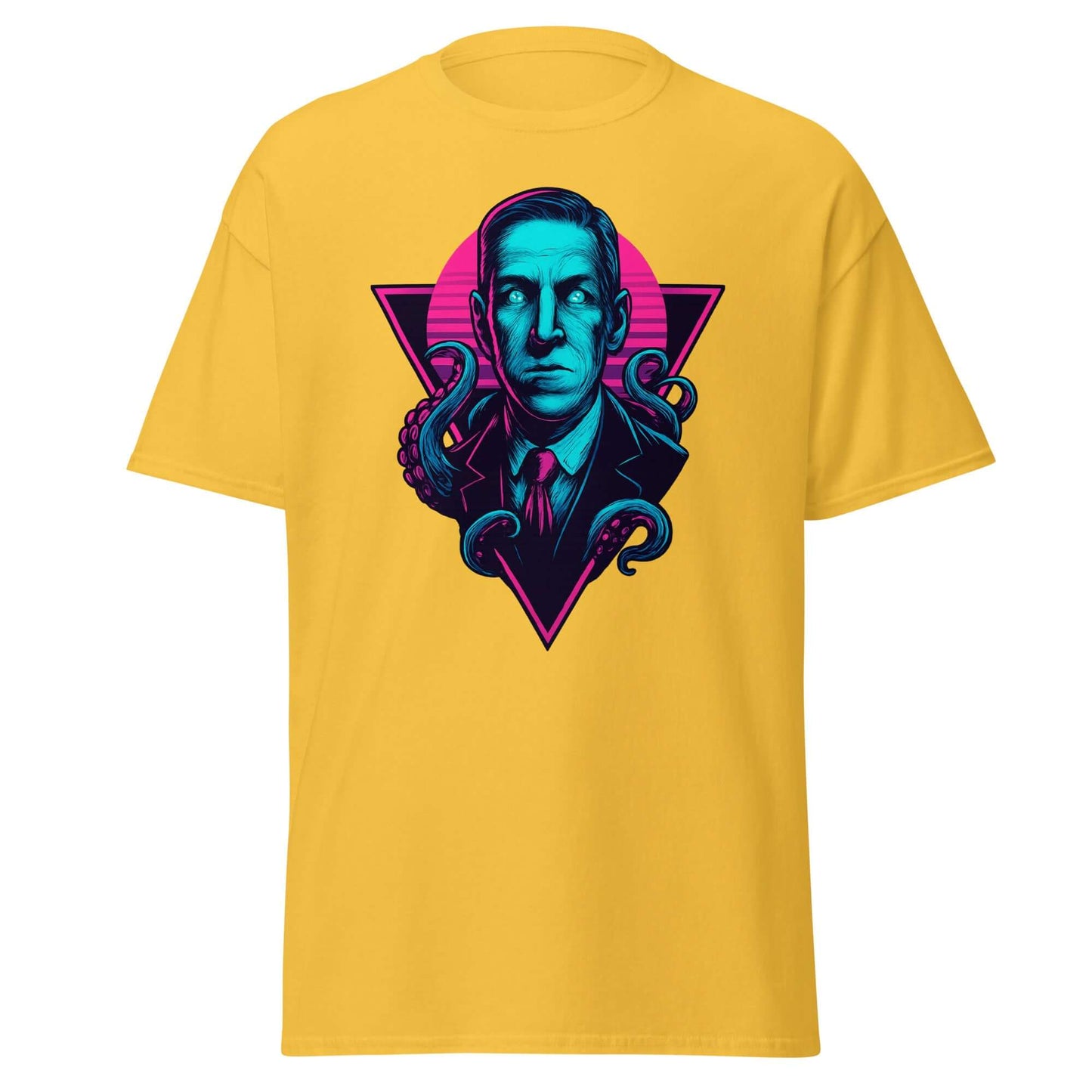 Neon H.P. Lovecraft T-shirt Obtuse Mongoose Retro Horror Tee