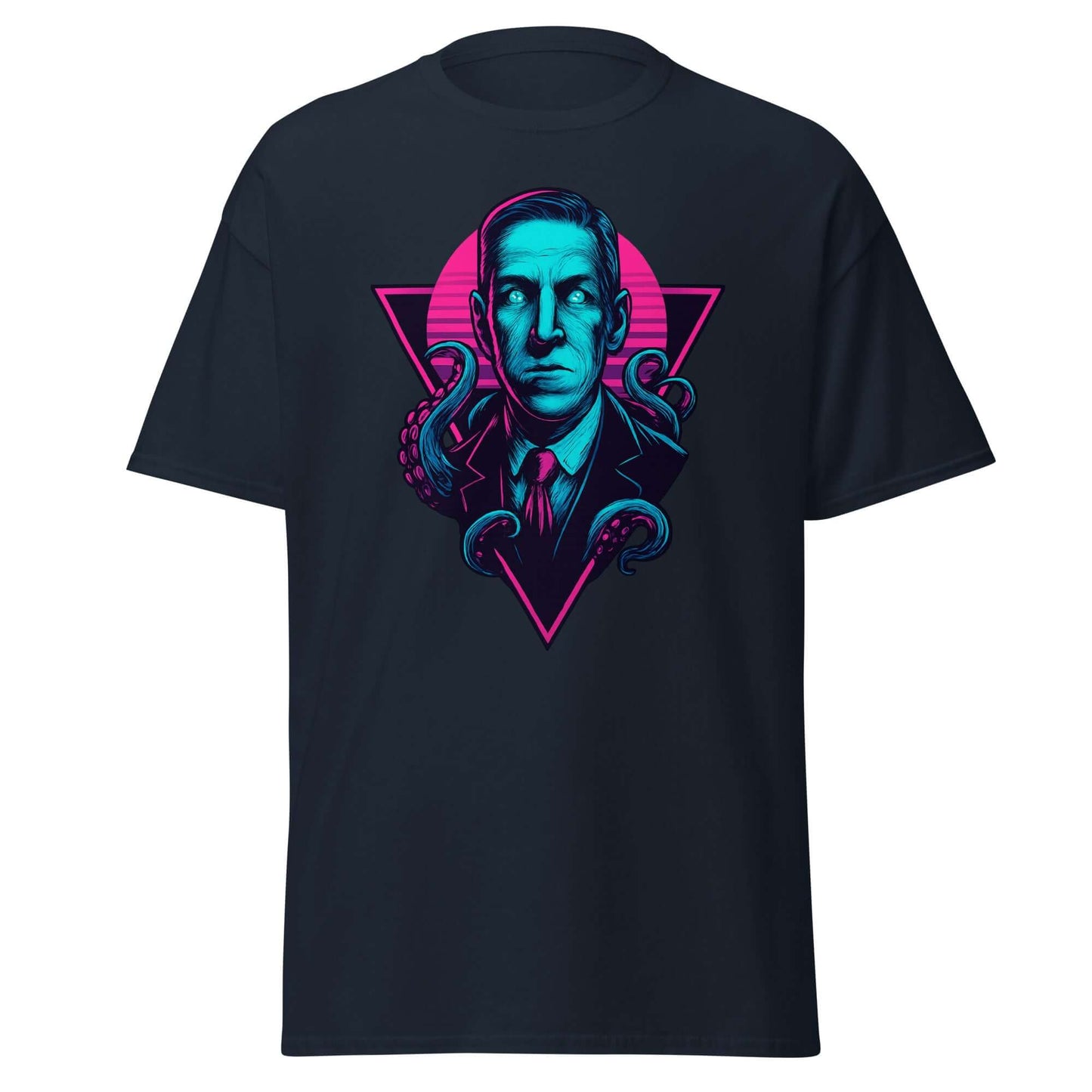 Neon H.P. Lovecraft T-shirt Obtuse Mongoose Retro Horror Tee