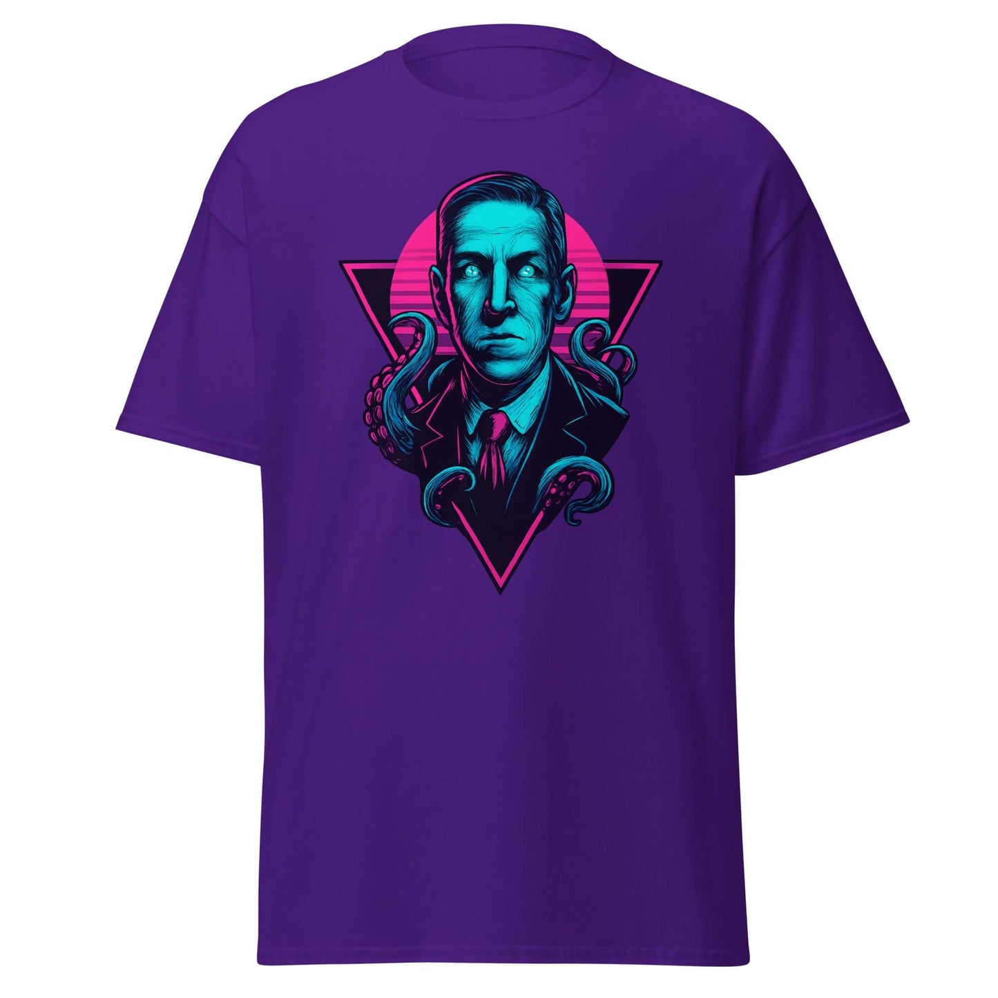 Neon H.P. Lovecraft T-shirt Obtuse Mongoose Retro Horror Tee