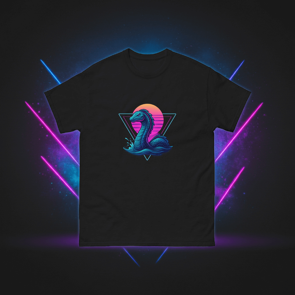 Neon Loch Ness Monster T-Shirt | Retro Cryptid Tee