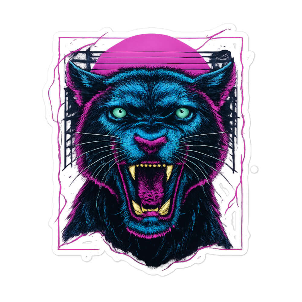 Neon Panther Sticker Retro Vaporwave Vinyl Decal