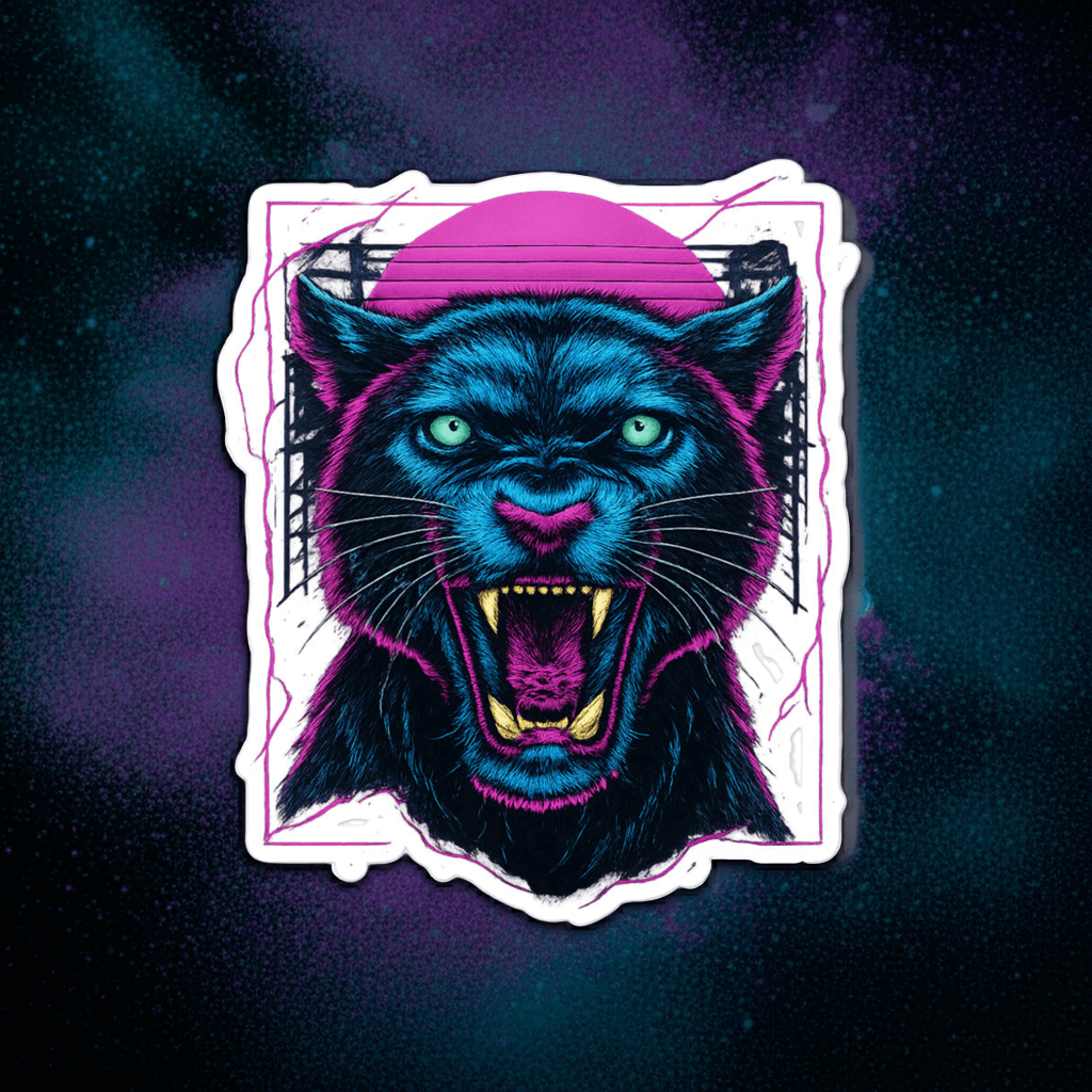 Neon Panther Sticker Retro Vaporwave Vinyl Decal