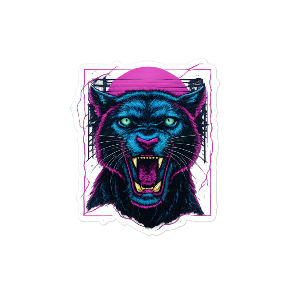 Neon Panther Sticker Retro Vaporwave Vinyl Decal