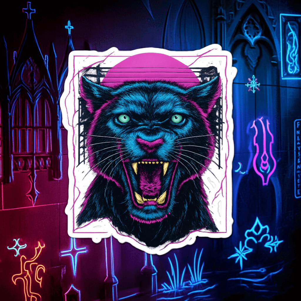 Neon Panther Sticker Retro Vaporwave Vinyl Decal
