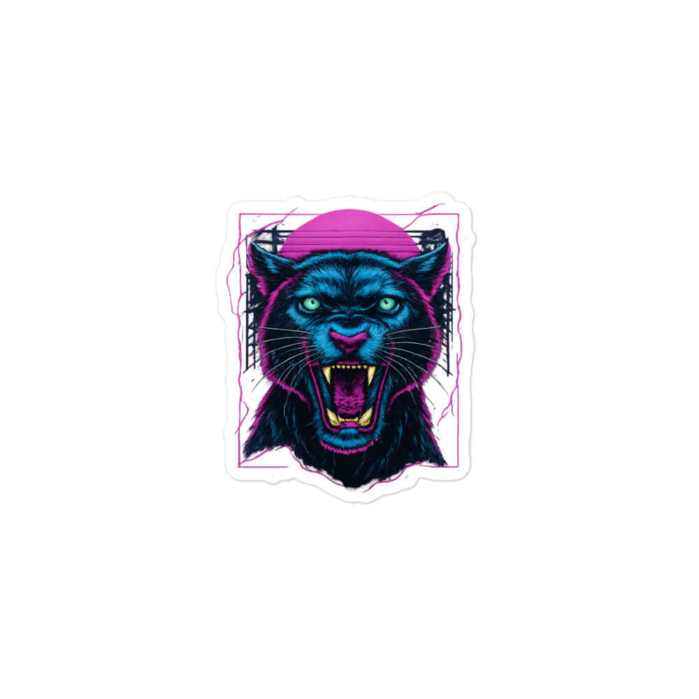 Neon Panther Sticker Retro Vaporwave Vinyl Decal