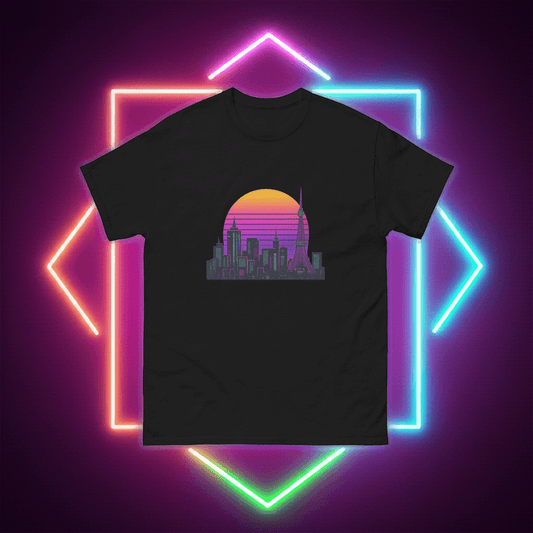 Tokyo Skyline Neon T-Shirt Obtuse Mongoose Retro Sunset