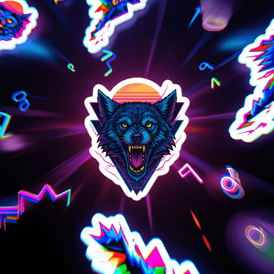 Obtuse Mongoose Neon Wolf Sticker Retro Vinyl Decal