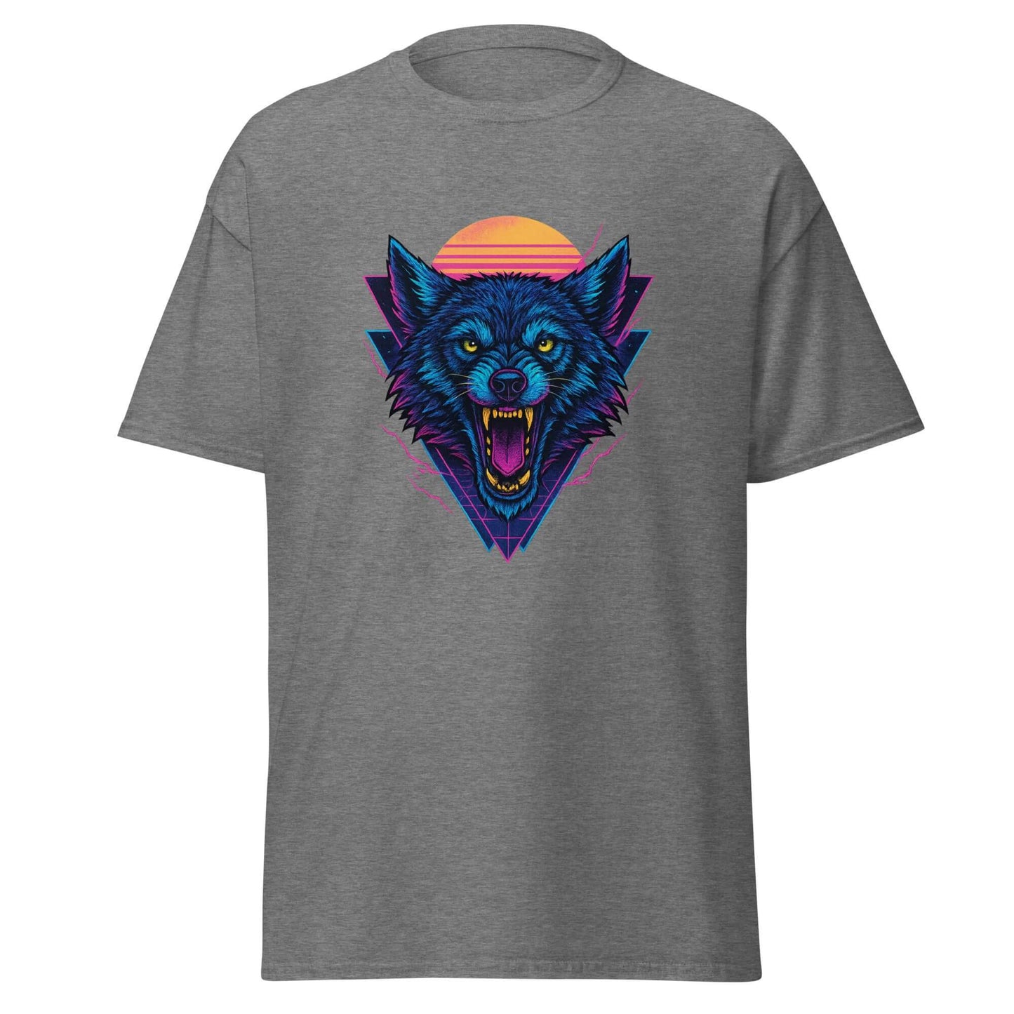 Neon Wolf T-Shirt Retro Synthwave Howling Beast Tee