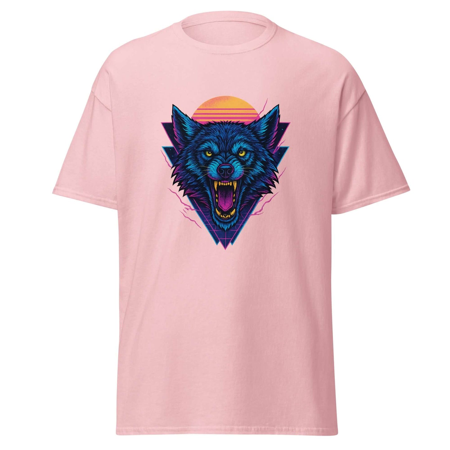Neon Wolf T-Shirt Retro Synthwave Howling Beast Tee
