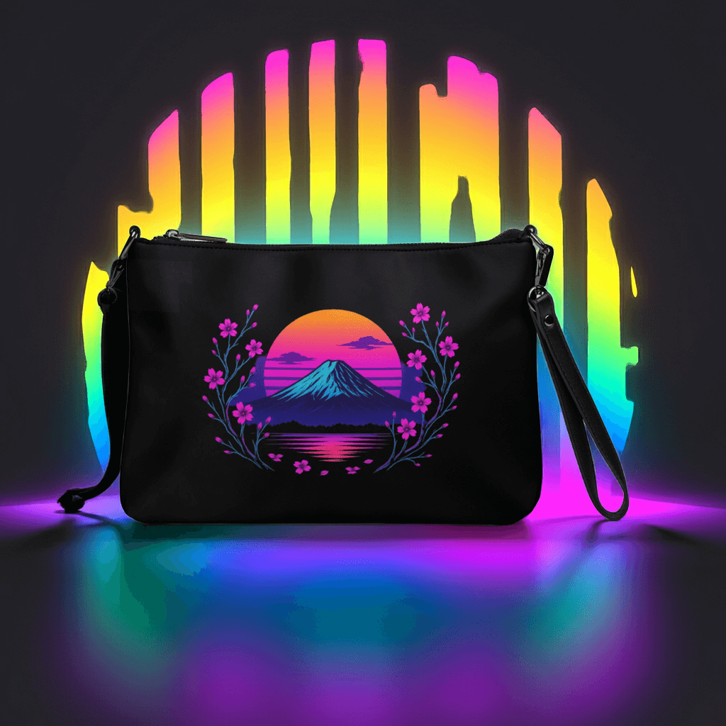 Mt Fuji Cherry Blossom Neon Crossbody Bag Obtuse Mongoose