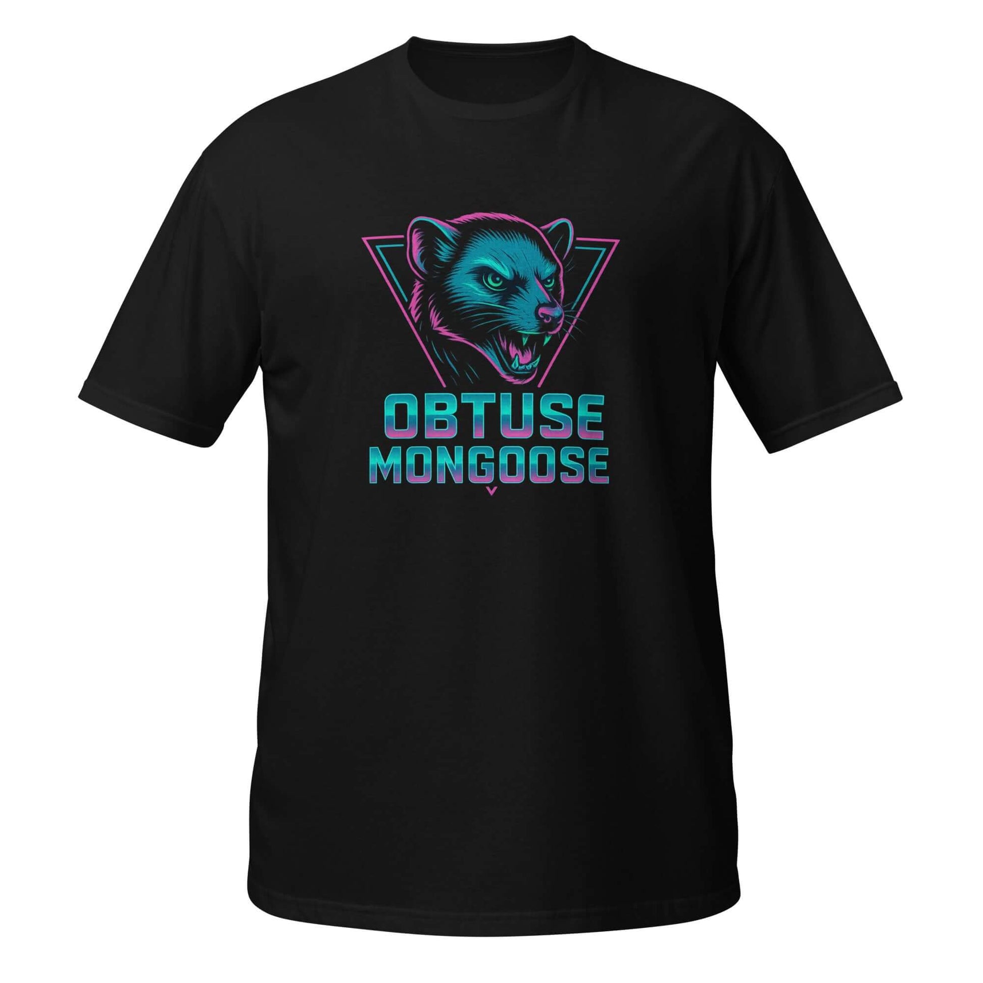 Obtuse Mongoose Logo T-Shirt Black Neon Vaporwave Tee