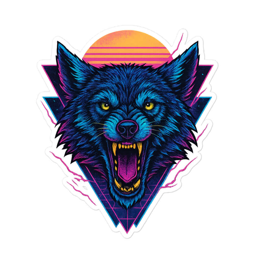 Obtuse Mongoose Neon Wolf Sticker Retro Vinyl Decal