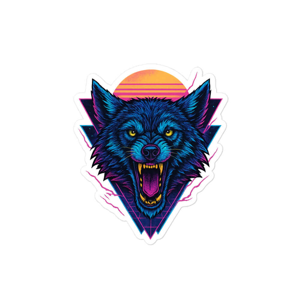 Obtuse Mongoose Neon Wolf Sticker Retro Vinyl Decal