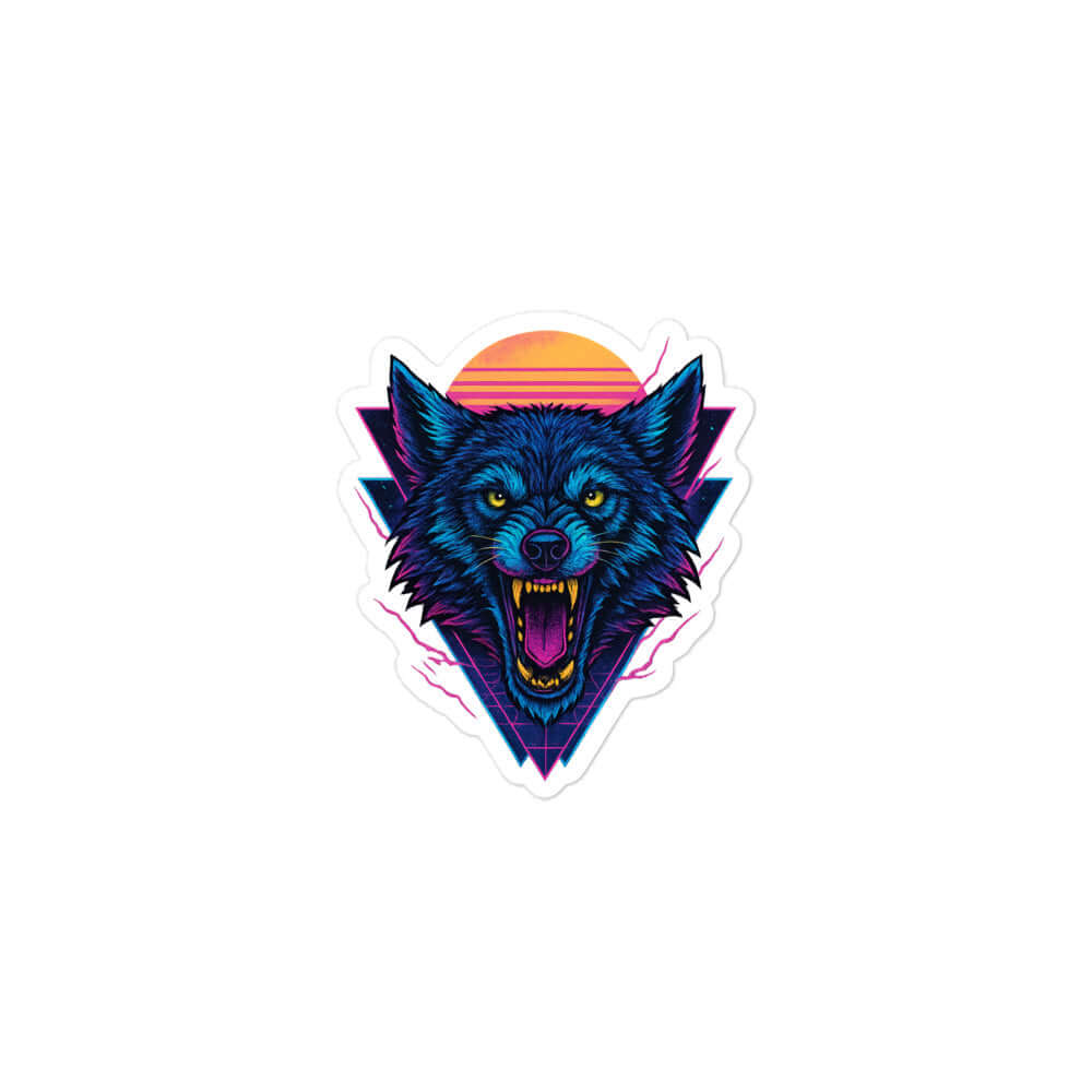 Obtuse Mongoose Neon Wolf Sticker Retro Vinyl Decal