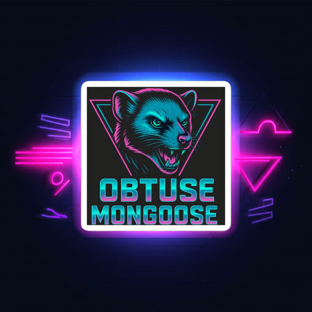 Obtuse Mongoose Sticker Neon Retro Animal Vinyl Decal