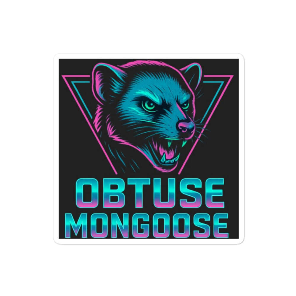Obtuse Mongoose Sticker Neon Retro Animal Vinyl Decal