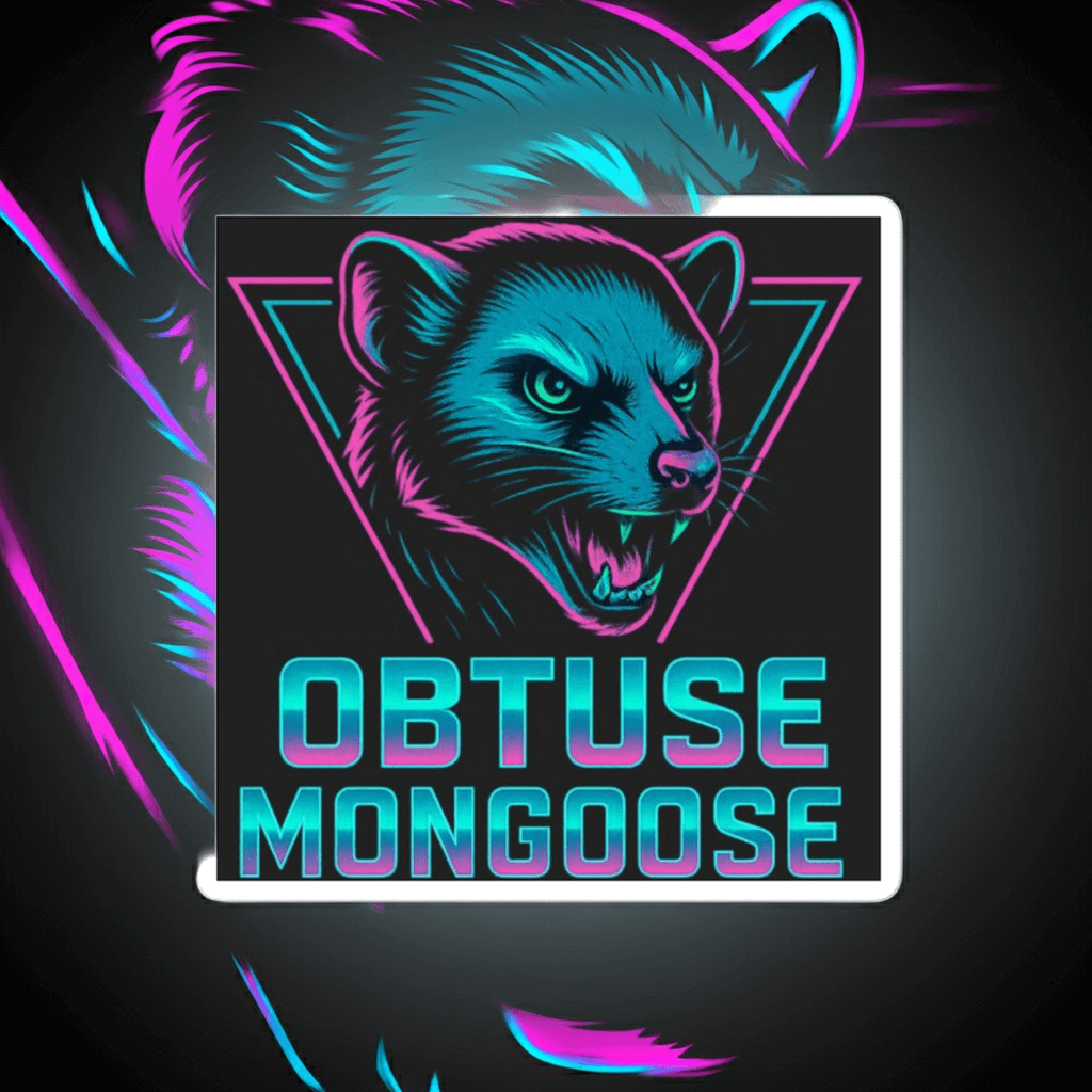 Obtuse Mongoose Sticker Neon Retro Animal Vinyl Decal