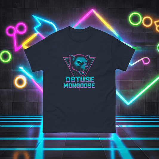 Obtuse Mongoose T-Shirt Neon Retro Brand Logo Tee