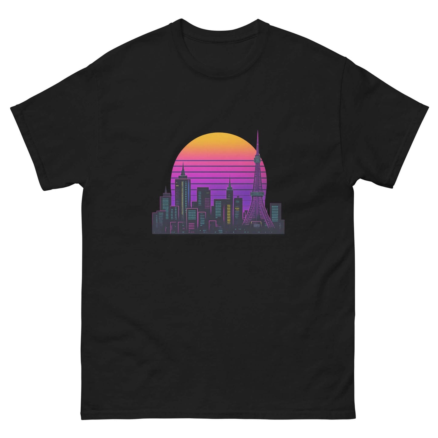 Tokyo Skyline Neon T-Shirt Obtuse Mongoose Retro Sunset