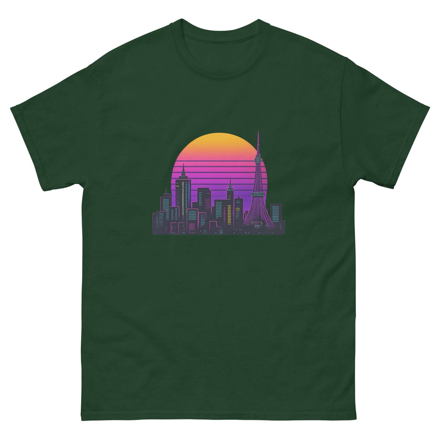 Tokyo Skyline Neon T-Shirt Obtuse Mongoose Retro Sunset