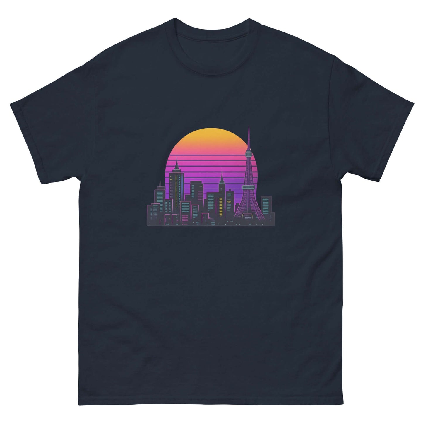 Tokyo Skyline Neon T-Shirt Obtuse Mongoose Retro Sunset