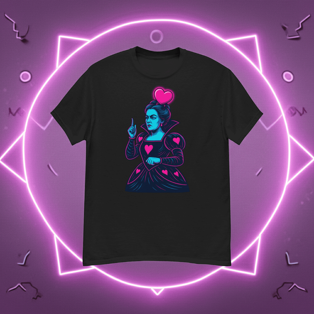 Queen of Hearts Neon T-Shirt – Retro Wonderland Tee